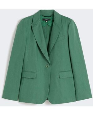 Max Mara Linen And Cotton Canvas Blazer - Green