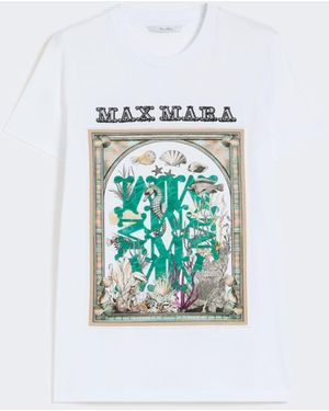Max Mara Cotton T-Shirt With Graphic - White