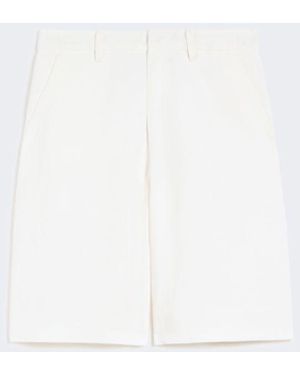 Max Mara Cotton And Linen Drill Bermuda Shorts - White