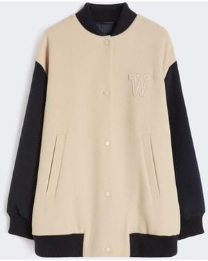 Max Mara Double-Faced Wool Bomber Jacket - Natural