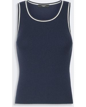 Max Mara Sleeveless Stretch Viscose Sweater - Blue