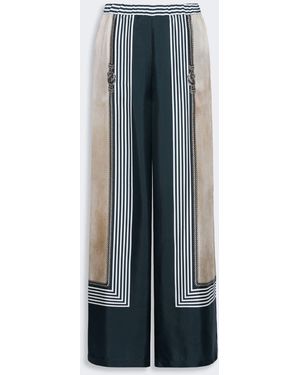 Max Mara Wide-Fit Printed Silk Pants - Blue