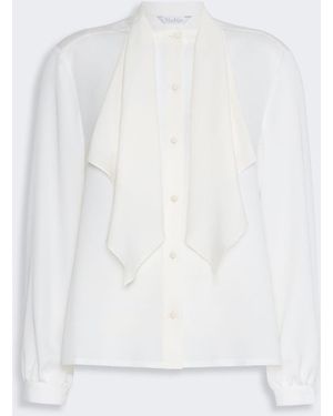 Max Mara Ruffled Charmeuse Shirt - White