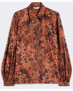 Max Mara Relaxed-Fit Printed Silk Shirt - Brown