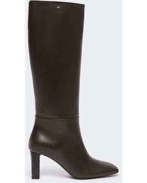 Max Mara Smooth Leather High Boot - Black