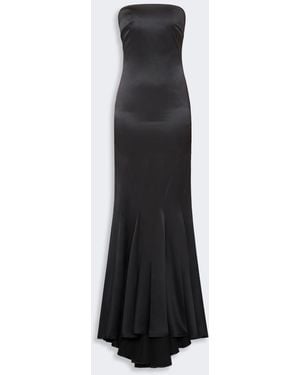 Max Mara Silk Satin Bustier Dress - Black