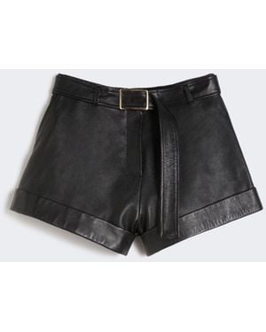 Max Mara Leather Bermuda Shorts - Black