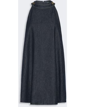 Max Mara Short Sleeveless Cotton Denim Dress - Blue