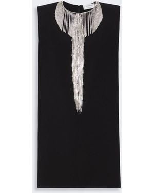 Max Mara Rhinestone-Adorned Sleeveless Cady Mini Dress - Black