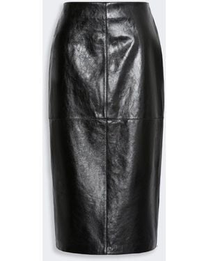 Max Mara Nappa-Leather Midi Skirt - Black