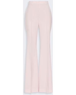 Max Mara Natural Stretch Pure Wool Flared Pants - Pink
