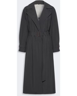 Max Mara Long Water-Repellent Technical Canvas Trench Coat - Black