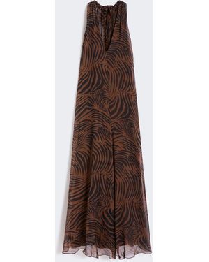 Max Mara Printed Silk Chiffon Dress - Brown