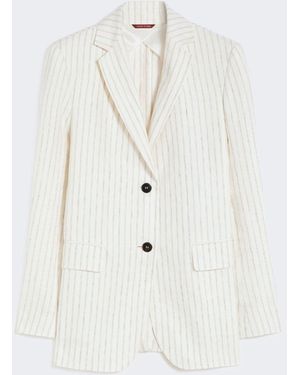 Max Mara Pinstripe Linen Blazer - White