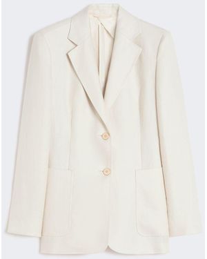 Max Mara Linen Mono Breasted Blazer Jacket - White