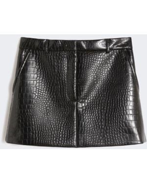 Max Mara Alligator-Look Patent Leather Mini Skirt - Black