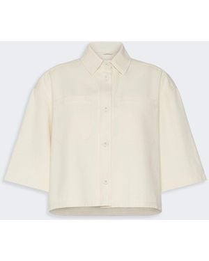 Max Mara Washed Cotton Cropped Jacket - White