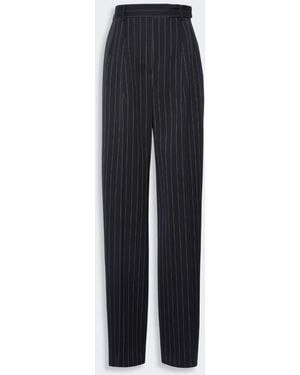 Max Mara Pleated Stretch Wool Pants - Blue