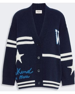 Max Mara Jacquard Wool Cardigan - Blue