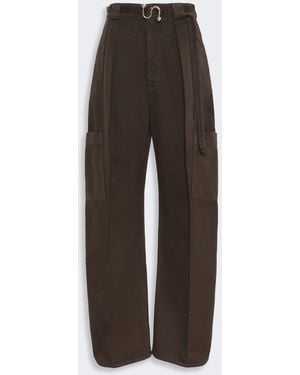 Max Mara Oversized Cotton Cargo Pants - Brown