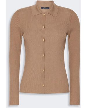 Max Mara Woolen Yarn Fitted Cardigan - Natural