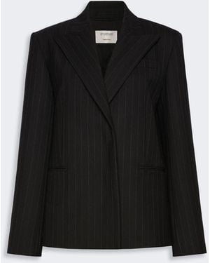 Max Mara Straight Stretch Wool-Blend Blazer - Black