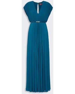 Max Mara Long Sable Georgette Dress - Blue