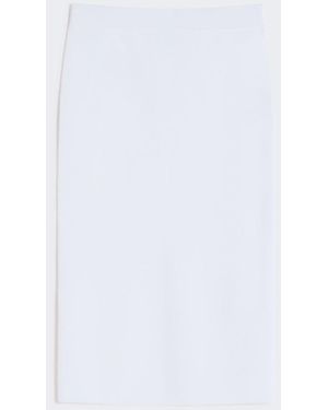 Max Mara Stretch Viscose Yarn Sheath Skirt - White