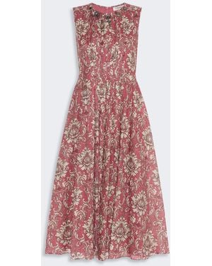 Max Mara Printed Cotton Voile Midi Dress - Red