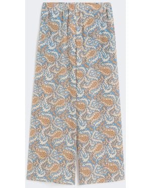 Max Mara Printed Crêpe De Chine Pants - White