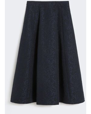 Max Mara Pleated Jacquard Skirt - Blue
