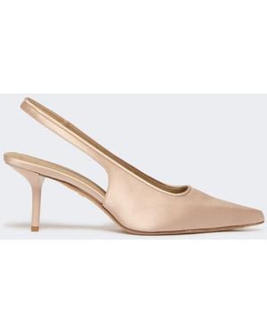 Max Mara Viscose And Silk Satin Slingbacks - White
