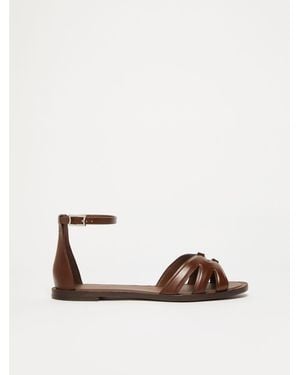 人気【MAXMARA】Sandalo flat in tessuto liscio effetto rafia Women's Elegant Flat Shoes | Max Mara