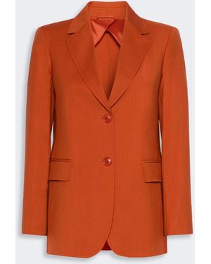 Max Mara Single-Breasted Woolen Cloth Jacket - Orange