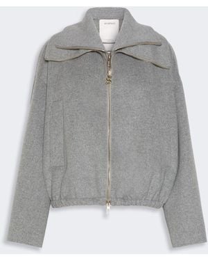 Max Mara Pure Wool Bomber Jacket With Removable Bib - Gray