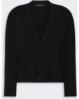 Max Mara Viscose Yarn V-Neck Cardigan - Black