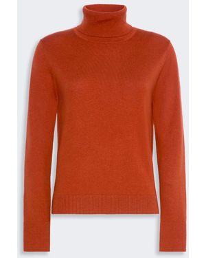 Max Mara Wool Polo-Neck Sweater With Branded Patch Detail - Orange