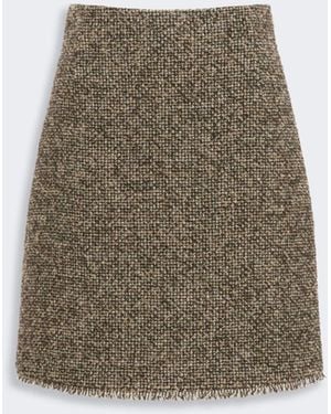 Max Mara Wool Blend Bouclé Short Skirt - Natural