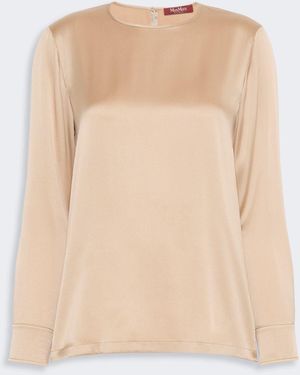 Max Mara Silk Satin Blouse - Natural