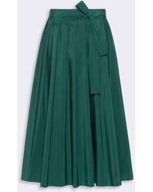 Max Mara Long Cotton-Blend Taffeta Skirt - Green