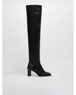 Max Mara Calfskin Thigh-High Leather Boots - Black