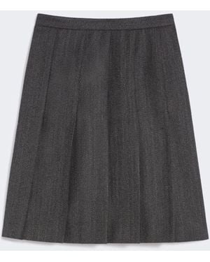 Max Mara Flannel Pleated Skirt - Black