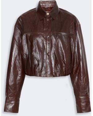 Max Mara Boxy Nappa Leather Shirt - Brown