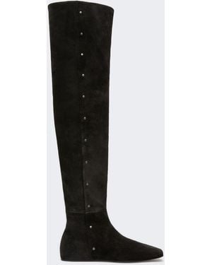 Max Mara Studded Split Leather Boots - Black