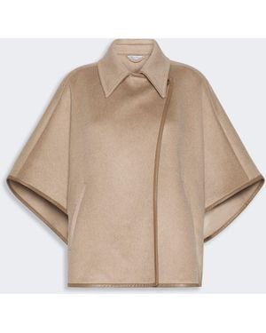 Max Mara Long Cropped Cape - Natural