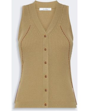 Max Mara Cotton And Viscose Yarn Gilet - Natural