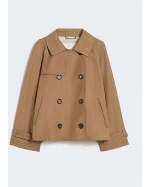 Max Mara Short Water-Repellent Twill Trench Coat - Natural