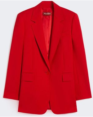 Max Mara Single-Breasted Stretch Wool Blazer - Red