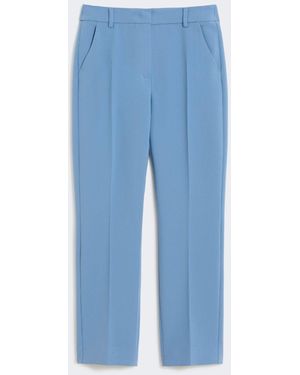 Max Mara Double-Faced Viscose Canvas Pants - Blue