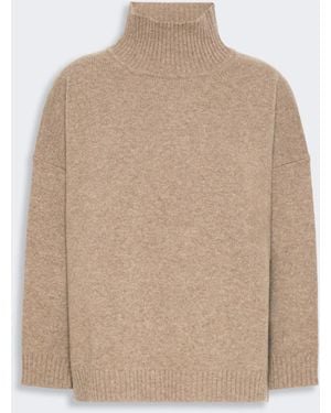 Max Mara Wool Knit Turtleneck Sweater - Natural